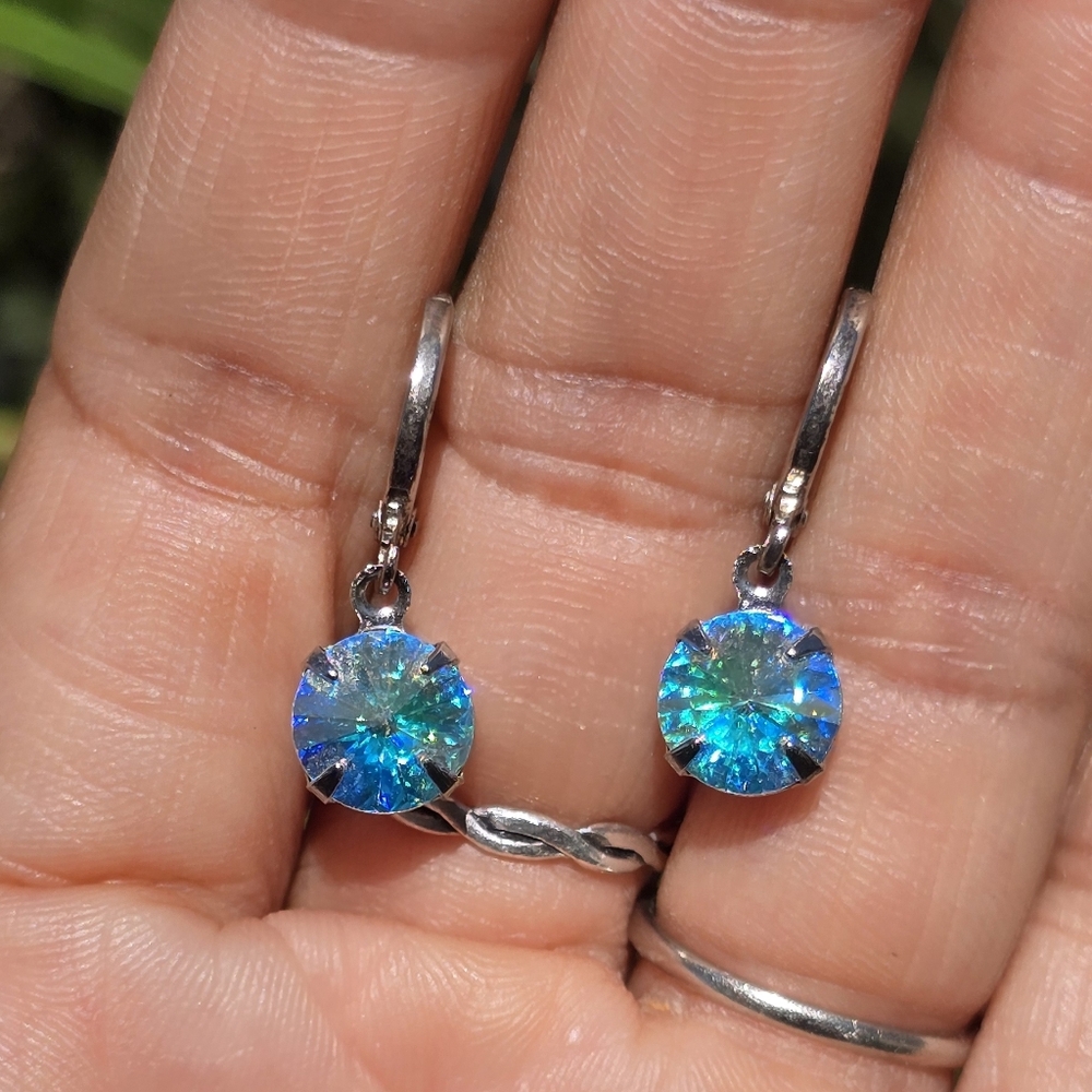 Vintage Swavorski AB Aurora Borealis rivoli-cut 925 sterling silver - Picture 4 of 17